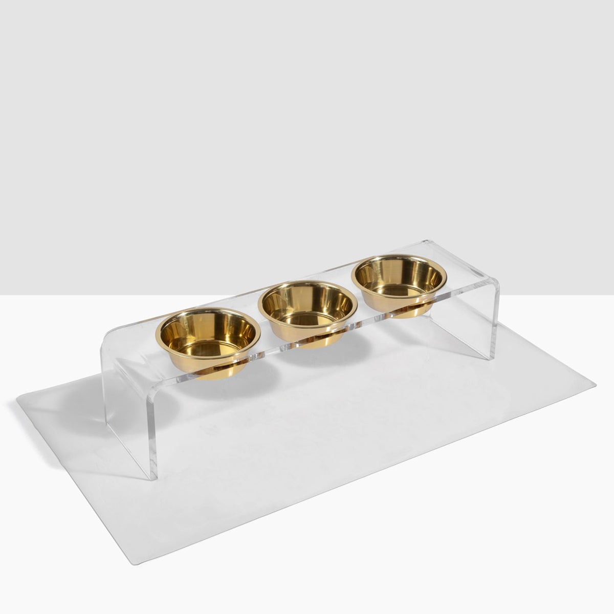 hiddin Medium Triple Dog Bowl Feeder Clear/Gold